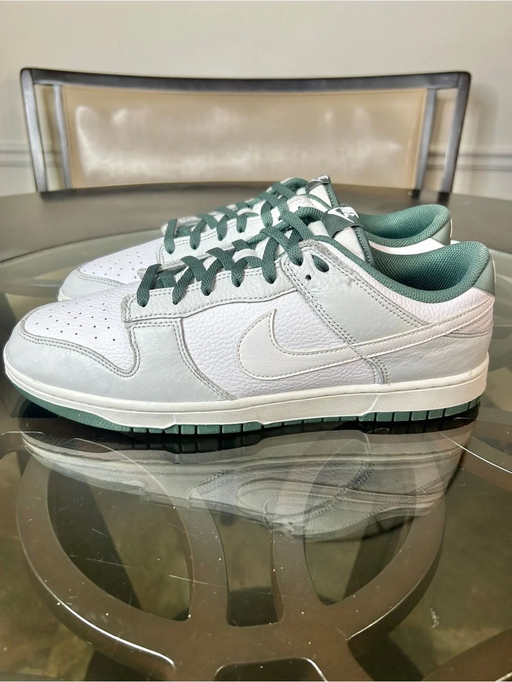 Nike Dunk Low Smoke Grey Bicoastal Green Leather Sneakers Mens Size 13